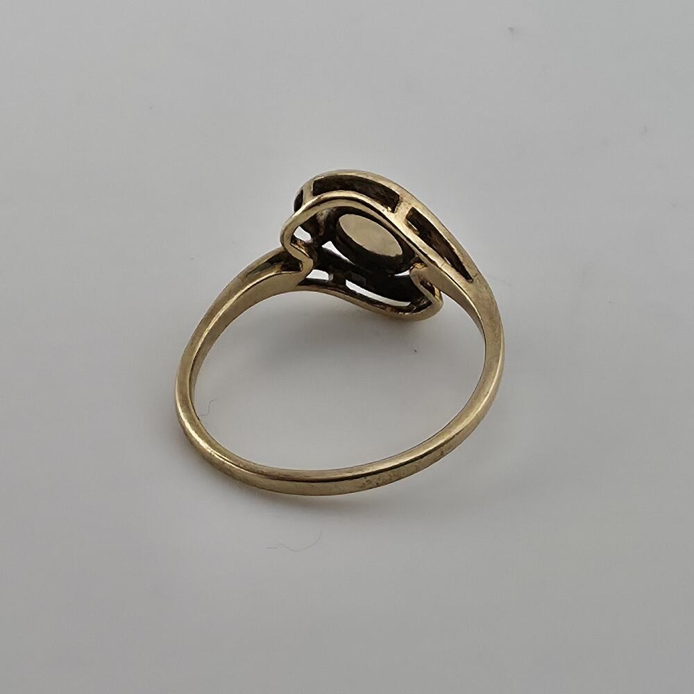10K Yellow Gold Opal Ring Vintage Oval Cabochon Swirl Setting Size 6.25 - Picture 3 of 11